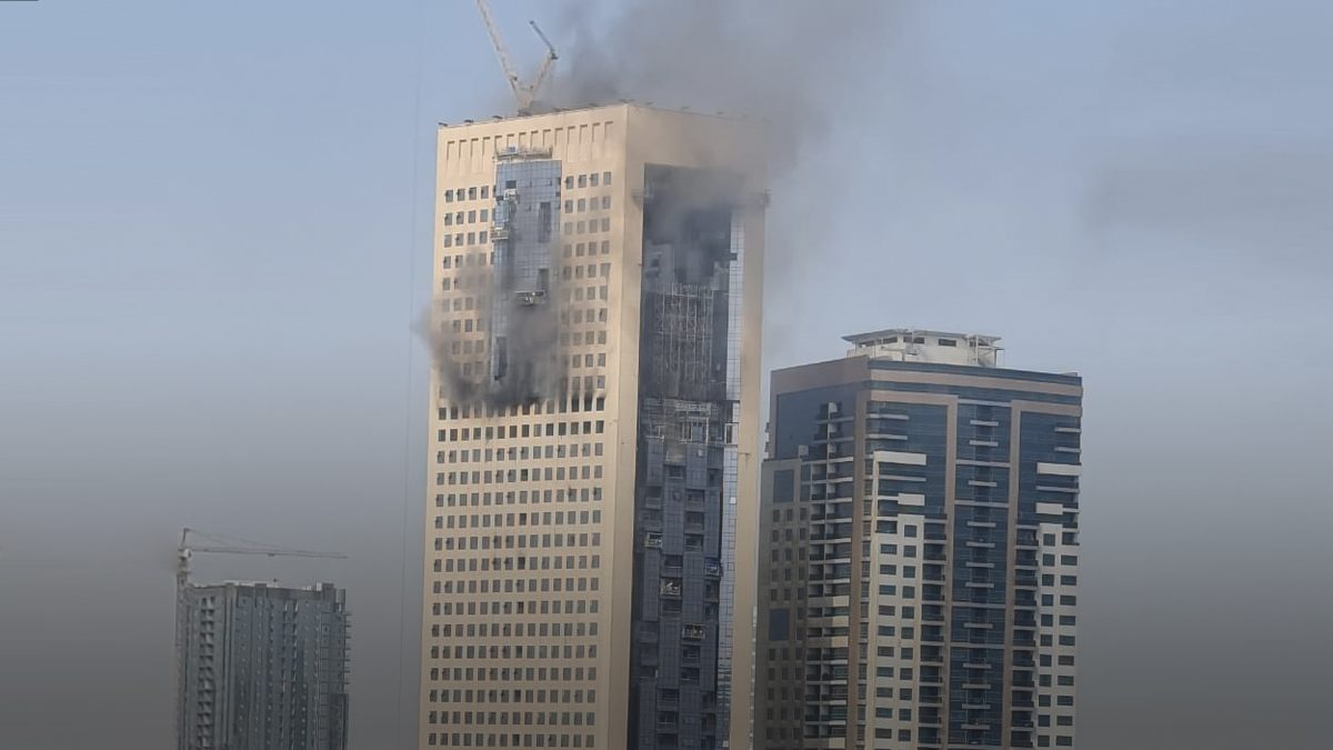 Sharjah Civil Defense Teams Fight Fire In Under-construction Building